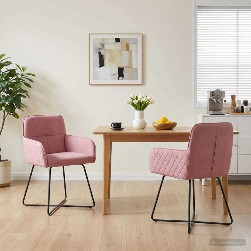 Обедени столове 2 pcs Кадифе Розово 59 x 56,5 x 86 см