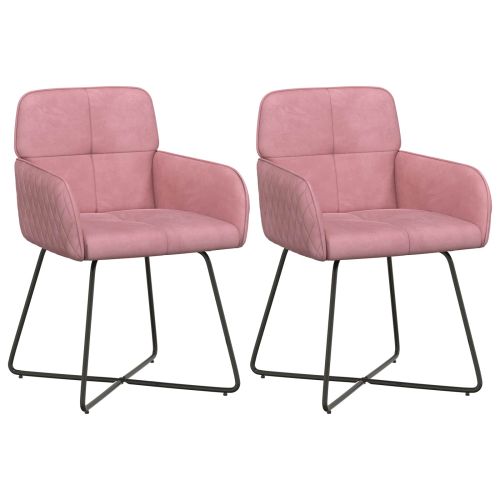 Обедени столове 2 pcs Кадифе Розово 59 x 56,5 x 86 см