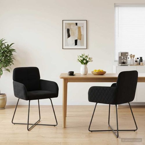 Обедени столове 2 pcs Кадифе Черно 59 x 56,5 x 86 см