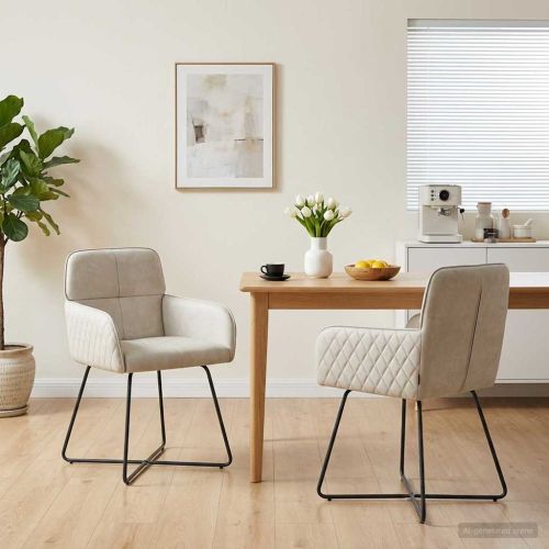 Обедени столове 2 pcs Кадифе Кремаво 59 x 56,5 x 86 см