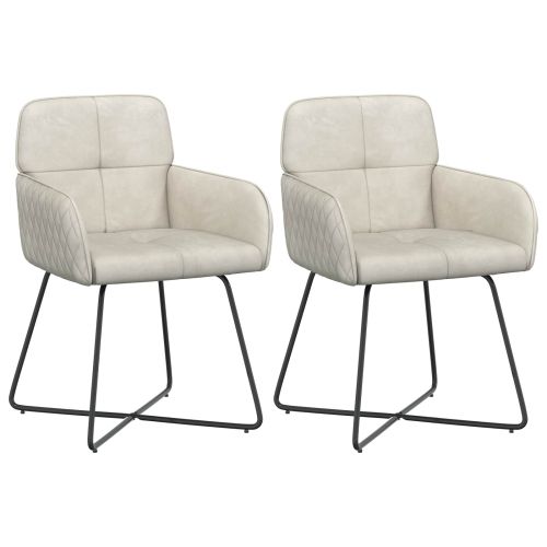 Обедени столове 2 pcs Кадифе Кремаво 59 x 56,5 x 86 см