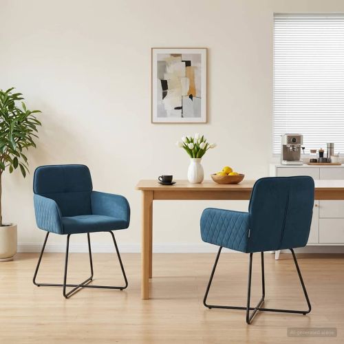 Обедени столове 2 pcs Кадифе Синьо 59 x 56,5 x 86 см