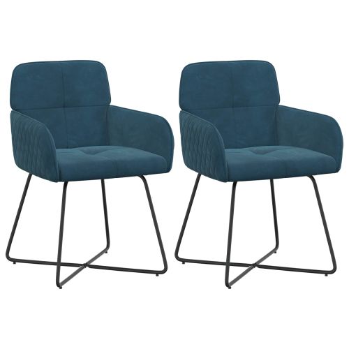 Обедени столове 2 pcs Кадифе Синьо 59 x 56,5 x 86 см