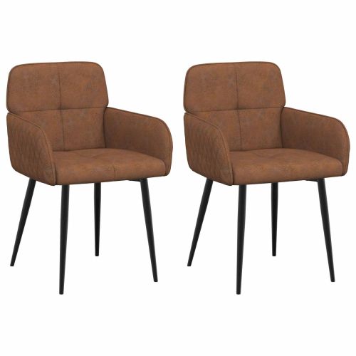 Обедени столове 2 pcs Изкуствена набук Кафяво 59 x 56,5 x 85 см