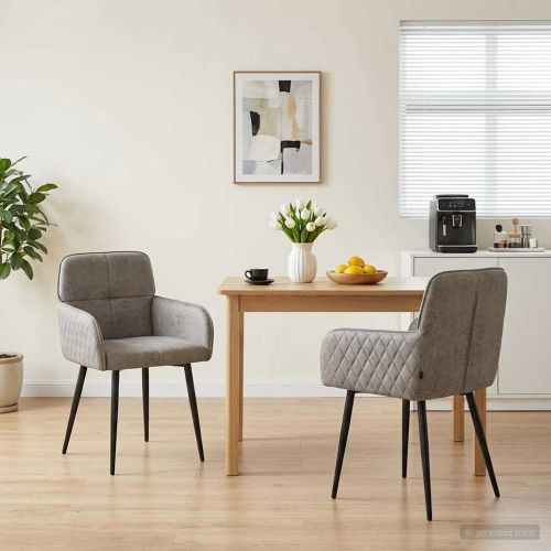 Обедени столове 2 pcs Изкуствена набук Светлосиво 59x56,5x85см