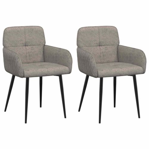 Обедени столове 2 pcs Изкуствена набук Светлосиво 59x56,5x85см