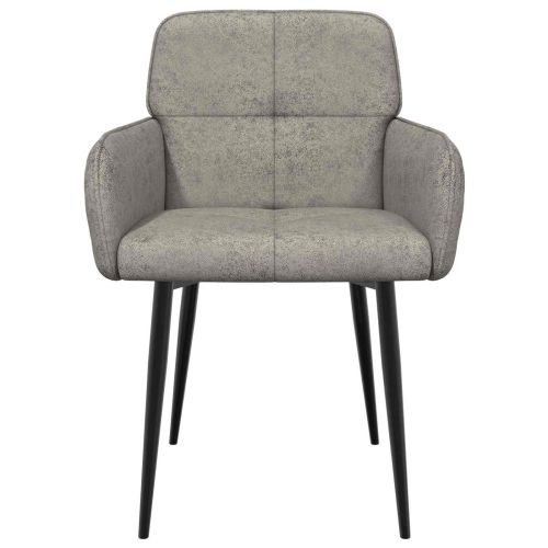 Обедени столове 2 pcs Изкуствена набук Светлосиво 59x56,5x85см