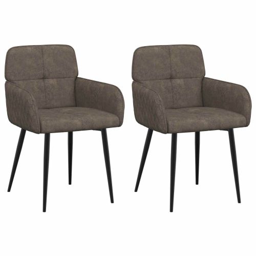 Обедени столове 2 pcs Изкуствена набук Тъмносиво 59x56,5x85см
