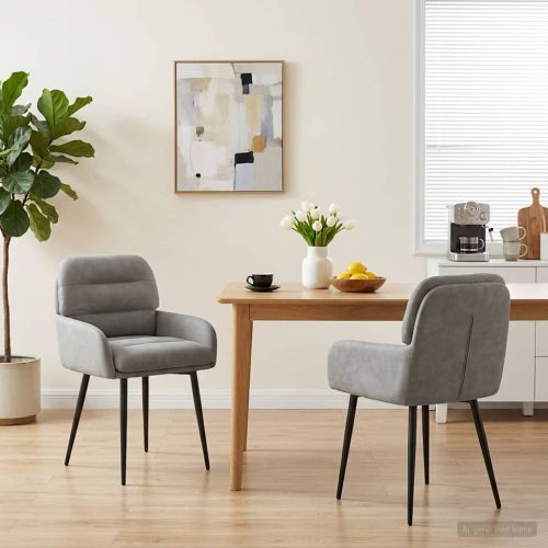 Обедени столове 2 pcs Кадифе Светлосиво 59 x 59,5 x 90 см