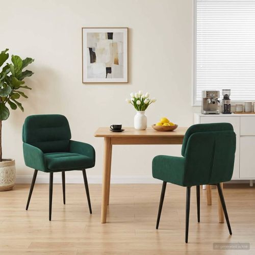 Обедени столове 2 pcs Кадифе Тъмнозелено 59 x 59,5 x 90 см