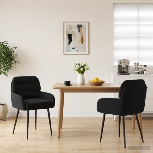 Обедени столове 2 pcs Кадифе Черно 59 x 59,5 x 90 см