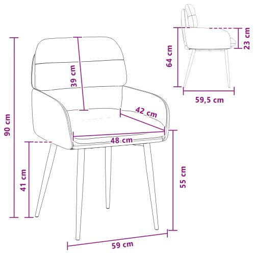 Обедени столове 2 pcs Кадифе Кремаво 59 x 59,5 x 90 см