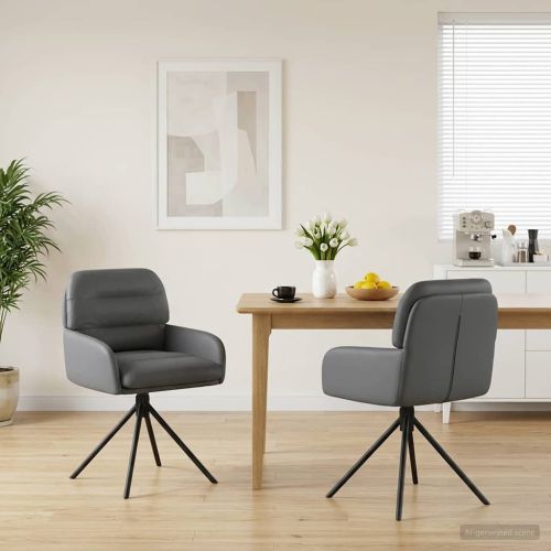 Въртящи се трапезни столове 2 pcs Изкуствена Сиво