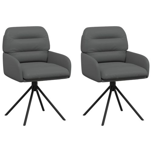 Въртящи се трапезни столове 2 pcs Изкуствена Сиво