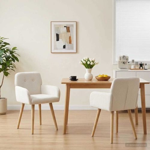 Обедени столове 2 pcs Букле Кремаво 59 х 57 х 85 см