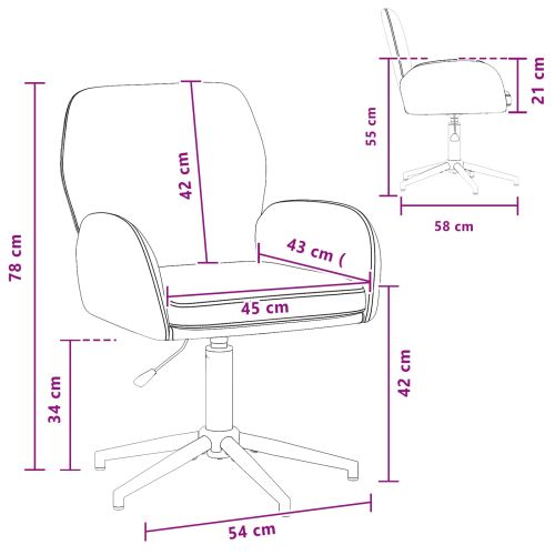 Завъртащ се офис стол 54 x 58 x 90 см Черно Текстил