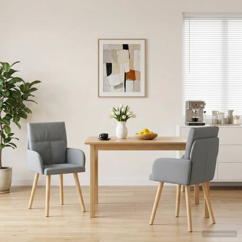 Обедени столове 2 pcs Текстил Светлосиво 60 x 56 x 96 см