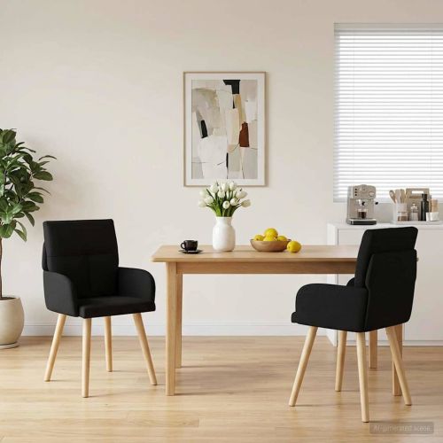 Обедени столове 2 pcs Текстил Черно 60 x 56 x 96 см
