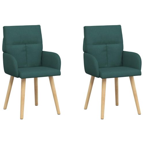 Обедени столове 2 pcs Текстил Тъмнозелено 60 x 56 x 96 см