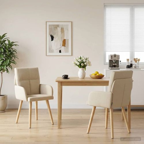 Обедени столове 2 pcs Текстил Кремаво 60 x 56 x 96 см