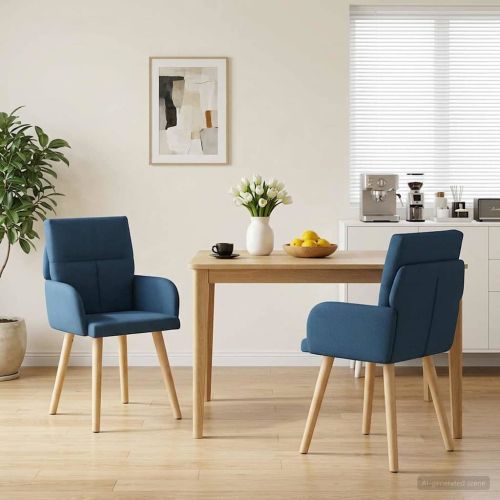 Обедени столове 2 pcs Текстил Синьо 60 x 56 x 96 см