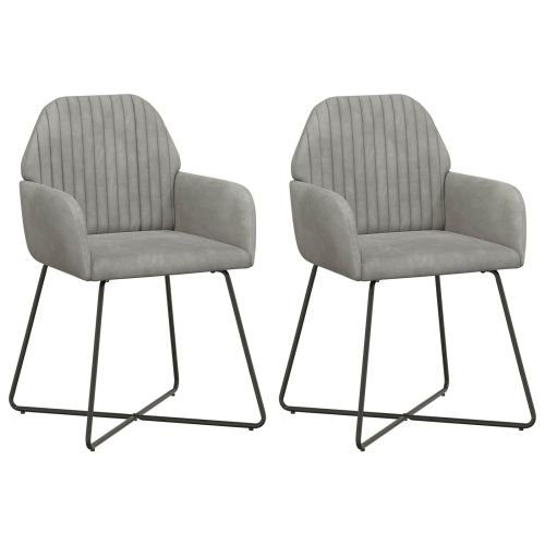 Обедени столове 2 pcs Кадифе Светлосиво 55 x 50 x 84 см