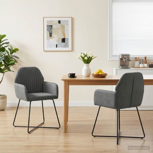Обедени столове 2 pcs Кадифе Тъмносиво 55 x 50 x 84 см