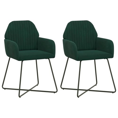 Обедени столове 2 pcs Кадифе Тъмнозелено 55 x 50 x 84 см