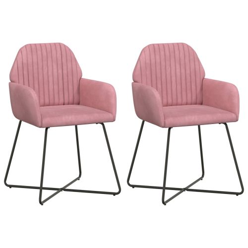 Обедени столове 2 pcs Кадифе Розово 55 x 50 x 84 см