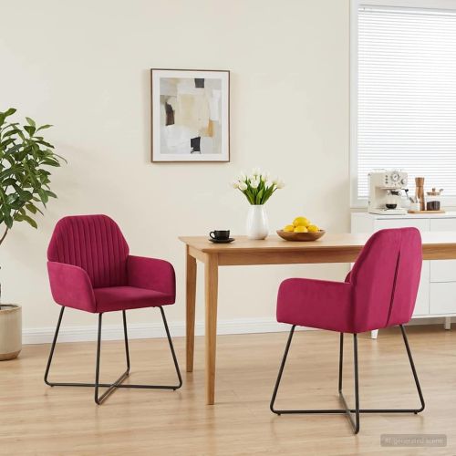 Обедени столове 2 pcs Кадифе Виненочервен 55 x 50 x 84 см