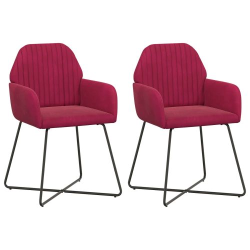 Обедени столове 2 pcs Кадифе Виненочервен 55 x 50 x 84 см