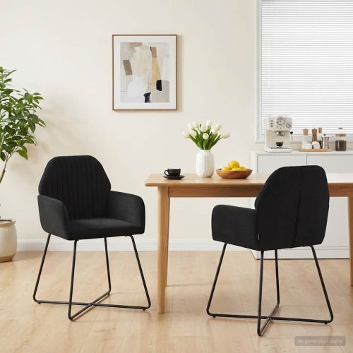 Обедени столове 2 pcs Кадифе Черно 55 x 50 x 84 см