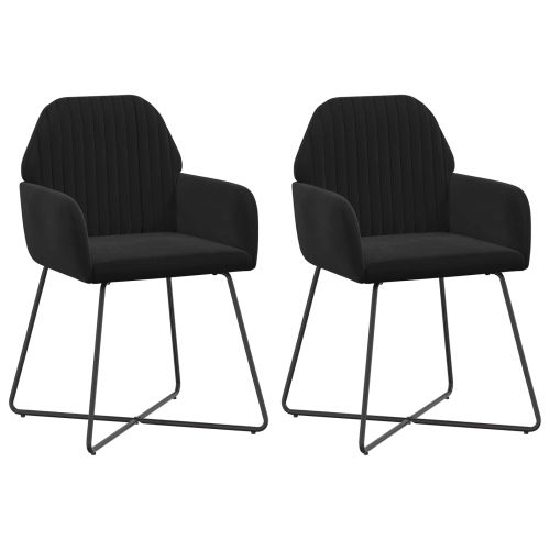 Обедени столове 2 pcs Кадифе Черно 55 x 50 x 84 см