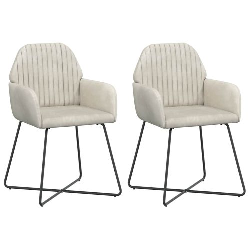 Обедени столове 2 pcs Кадифе Кремаво 55 x 50 x 84 см