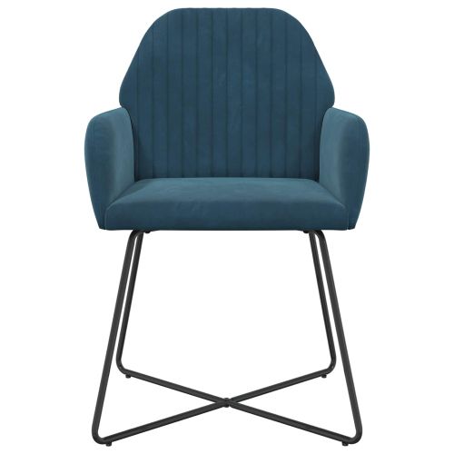 Обедени столове 2 pcs Кадифе Синьо 55 x 50 x 84 см