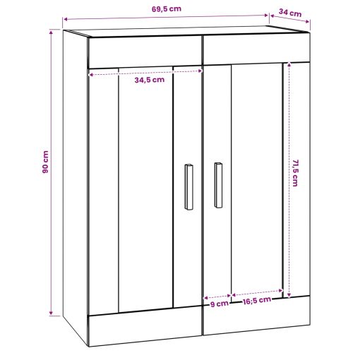 Стенен шкаф Монтиране на стена Черен дъб 69,5 x 34 x 90 см