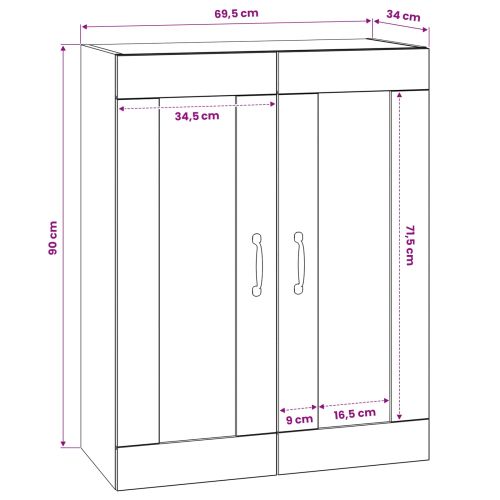 Стенен шкаф Черен дъб 69,5 x 34 x 90 см Инженерна дървесина