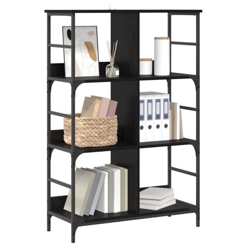 Рафт за книги 4 нива 78,5 x 33 x 117,5 см метал PB Черен дъб