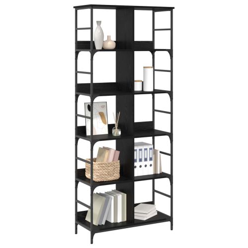 Рафт за книги 4 нива 78,5 x 33 x 188,5 см метал PB Черен дъб