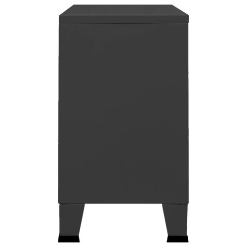 Индустриален бюфет черен 105x35x62 см метал и стъкло