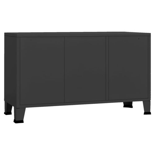 Индустриален бюфет черен 105x35x62 см метал и стъкло