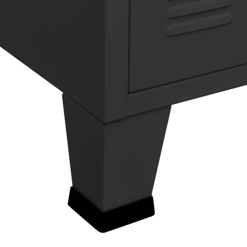 Индустриален бюфет черен 105x35x62 см метал и стъкло
