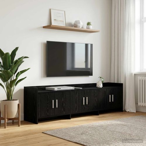 ТВ шкаф 168 x 33 x 47 см Черен дъб Инженерна дървесина