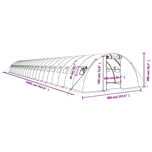 Оранжерия със стоманена рамка бяла 96 м² 24x4x2 м