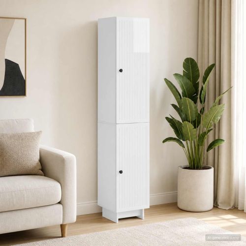 Комплект шкафове 2 pcs Бял гланц 34,5 x 33 x 90 см