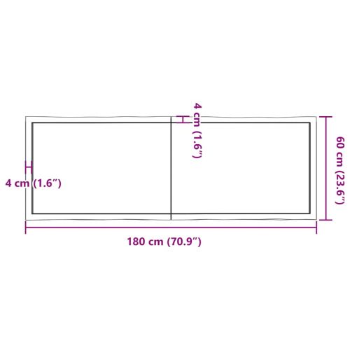 Плот за маса светлокафяв 180x60x(2-4) см обработен масивен дъб