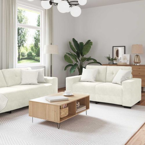 Комплект дивани 3 pcs Крем 221 x 80 x 80 см Кадифе