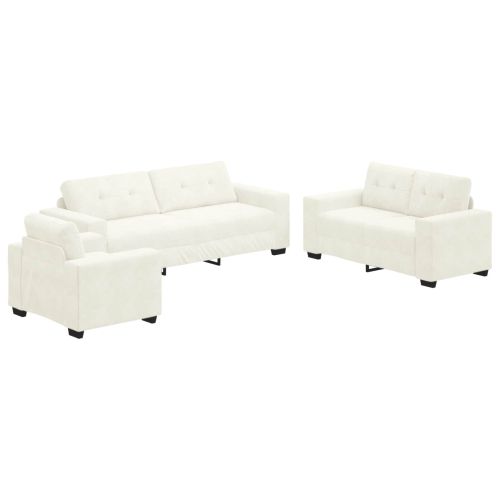 Комплект дивани 3 pcs Крем 221 x 80 x 80 см Кадифе