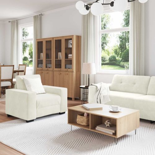 Комплект дивани 3 pcs Крем 221 x 80 x 80 см Кадифе