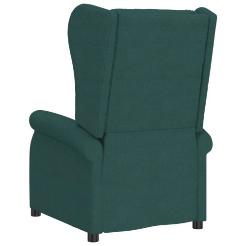 Wingback електрически реклайнер стол, тъмнозелена, текстил